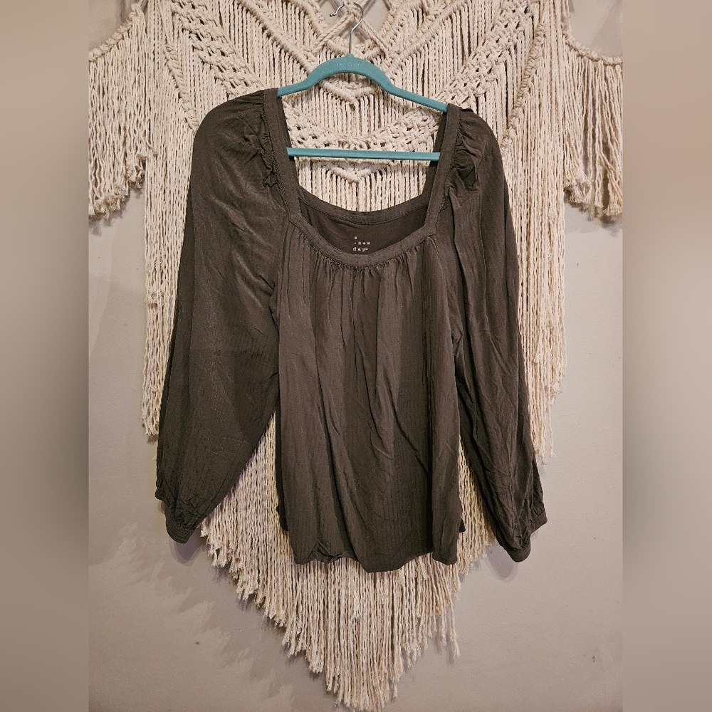 A New Day | Olive Green |Blouse | Large